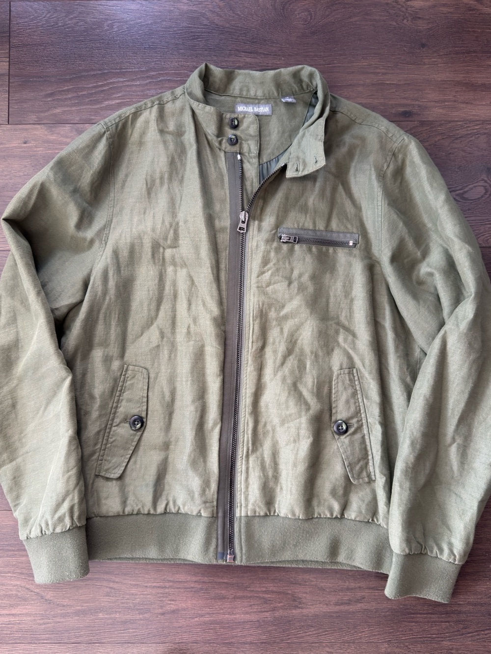 Michael Bastian Men’s Olive Green Full Zip Bomber Jacket Size Large